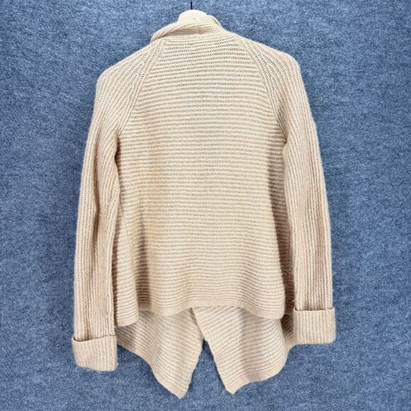 Nine West Cardigan Woen XS Beige Open Front Collared Long Sleeve Knit Wool - Picture 2 of 7